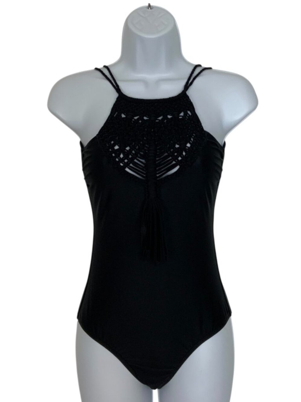 Lenny Niemeyer Crochet Tassel One Piece Swimsuit S Black